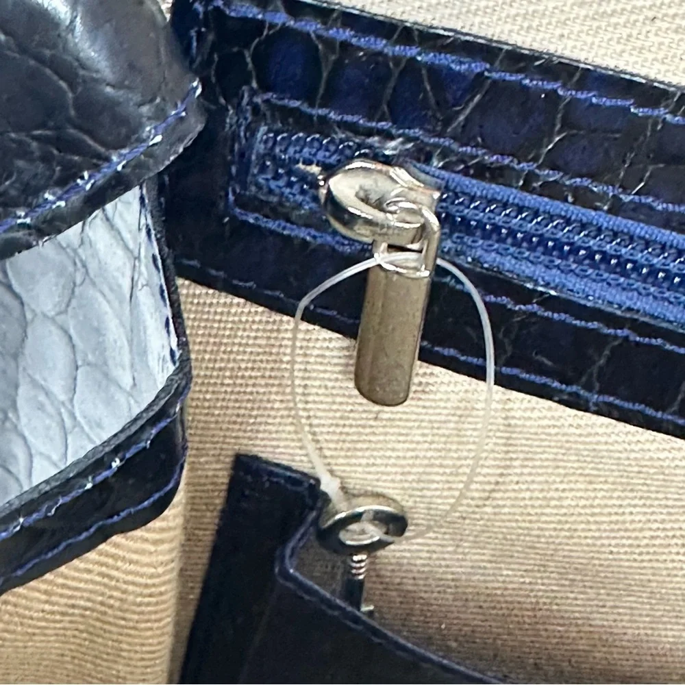 Bosca Blue Alligator Leather Partners Briefcase and Key - Picture 14 of 16